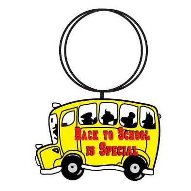School Bus w/Slogan Keychain w/Mirrored Back (8 Square Inch)