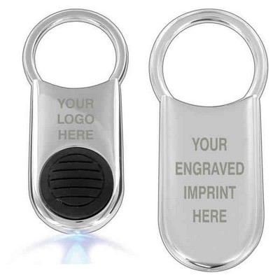 Polished metal key chain with button (Overseas Production)