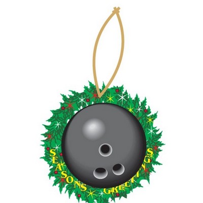 Gray Bowling Ball Promotional Wreath Ornament w/ Black Back (10 Square Inch)