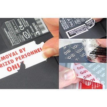 White Destructible Vinyl & Void Polyester Rectangle Label (3"x4")