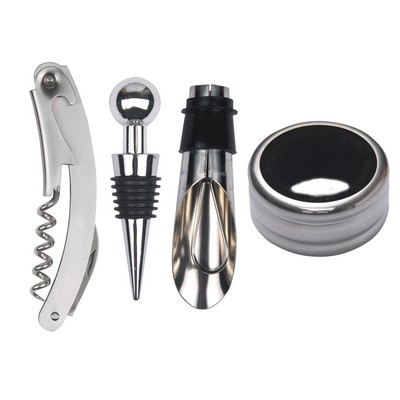 Hand Carry Leatherette Wine Case w/4 PC Opener Set
