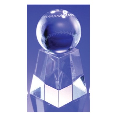 Crystal Baseball w/Tall Base - Large (SANDBLASTED)