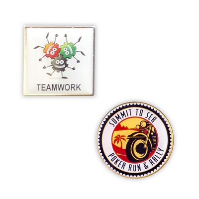 USA Made Metal Lapel Pin w/Epoxy Dome Full Color -