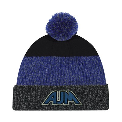 Marl Rib Knit Pom Pom Cuff Toque