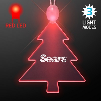 Acrylic Christmas Tree Shape Necklace with Red LED - PRINTED