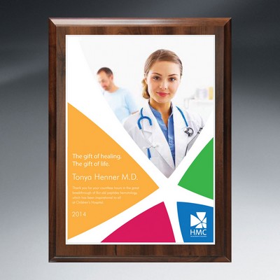 Choice of Digi-Color Plate on Economy Walnut Finish Board (5" x 7")