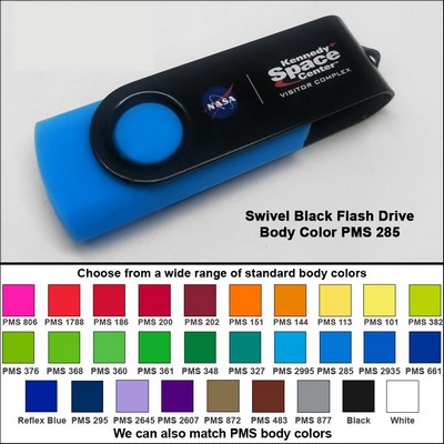 Swivel Black Flash Drive - 32 GB Memory - Body PMS 285