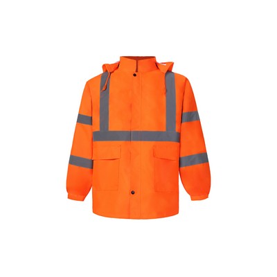 High Visibility Rain Jacket, Class 3, Orange, 300 Denier