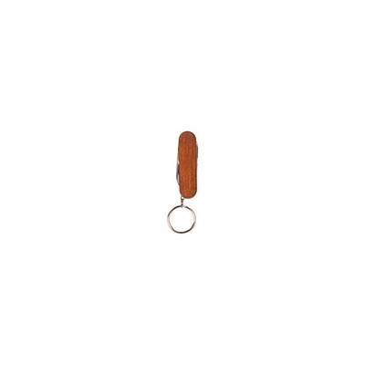 Wooden 3 Function Pocket Knife with Keychain