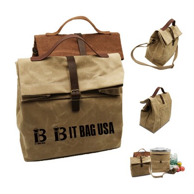 Waxed Canvas Lunch Bag Reusable Insulated Tote