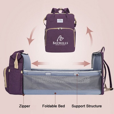 3" 1 Diaper Bag Baby Bed Crib Foldable Mom Backpack