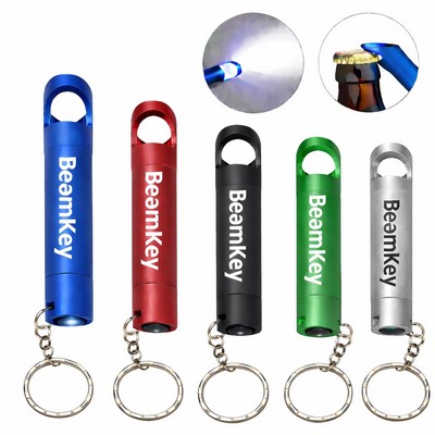 Aluminum Bottle Opener with Flashlight Keychain