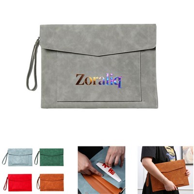 Large PU Leather Envelope File Organizer Pouch Bag