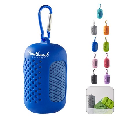 Travel Cool Towel with Silicone Pouch & Carabiner