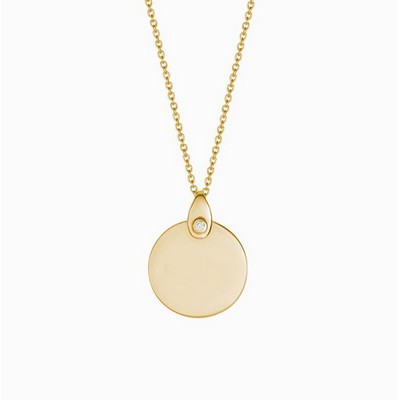 Jilco Inc Diamond Teardrop Bale Disc Necklace