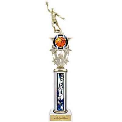 18" Action Matrix Blue Basketball 1 Column Trophy