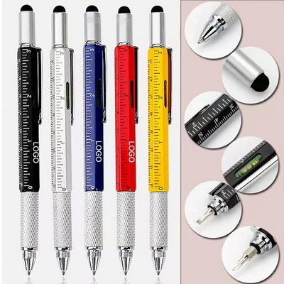6" 1 Multitool Screwdriver Pen with Ruler Stylus Level Pocket Tool Pen Set for Men and DIY Use