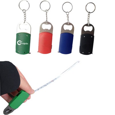 4" 1 LED Light Up Tape Measure Bottle Opener Key Chain