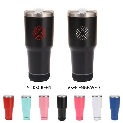 30 oz Bluetooth Speaker Tumbler – Custom Logo Stainless Steel Insulated Cup with LED Light Speaker
