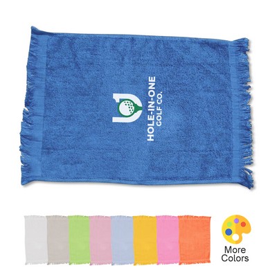 Dual-Texture Velour Fingertip Towel with Fringe