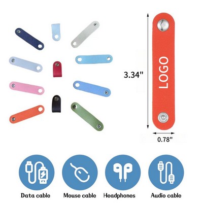 Reusable Pu Leather Data Line Cable Ties Organizer
