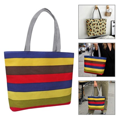 Full Color Large Canvas Shopping Tote Bag 17"x11.8"x3.5"
