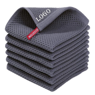 16" × 16" Custom Cotton Embroidered Waffle Weave Kitchen Towels