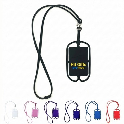 3M Adhesive Silicone Phone Lanyard Card Holder with Anti-Drop Case
