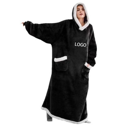59" Extra Long Sherpa Hoodie Blanket