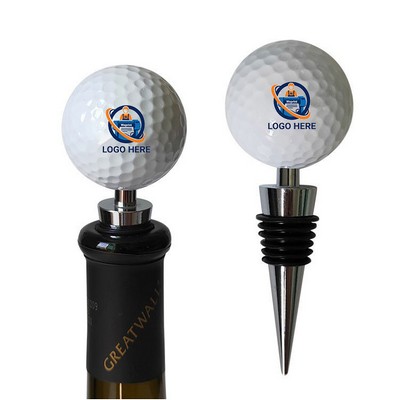 Golf Ball Wine Bottle Stopper with Rubber Seal