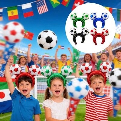 Inflatable Soccer Ball Headband - Interactive Soccer Fan Cheer Foil Balloon Hat