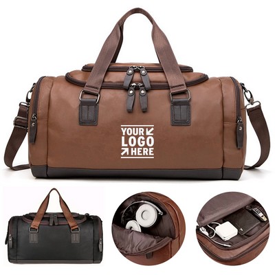 Premium Leather Travel Duffel Bag
