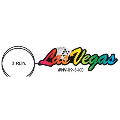 Las Vegas w/Royal Flush Key Chain w/Clear Mirrored Back (3 Square Inch)