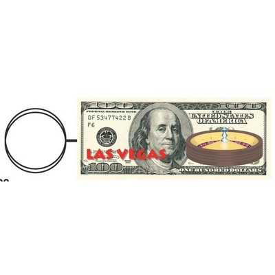 Vegas Roulette Table $100 Key Chain w/Clear Mirror Back (6")