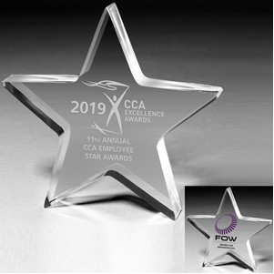 3/4" - Star Acrylic Paperweight - 5" x 5" x 3/4" - 2049S (Screen Print)