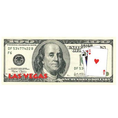 Las Vegas Blackjack $100 Bill Magnet w/ Strip Magnet (12 Square Inch)