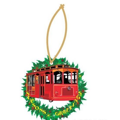 Cable Car Executive Wreath Ornament w/ Mirrored Back (12 Square Inch)