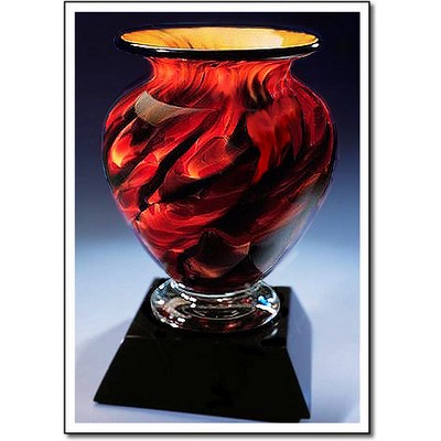 Swirling Embers Cauldron Vase w/ Marble Base (4.5"x7")