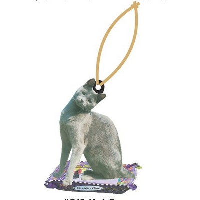 Russian Blue Cat Executive Ornament w/ Mirrored Back (10 Square Inch)