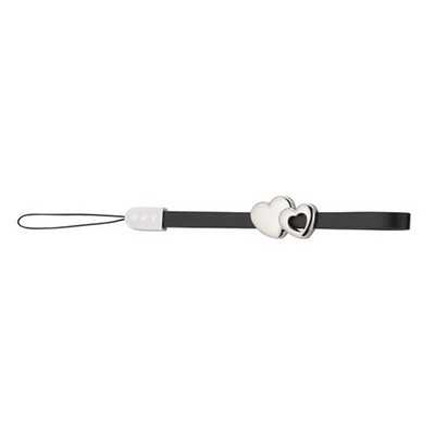 Genuine Black Leather Strap with Double Heart Design