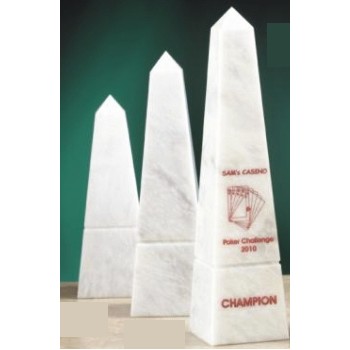 12" Natural White Genuine Marble Obelisk Award
