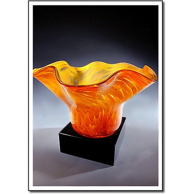 Sun Fire Art Glass Bowl w/o Marble Base (8.5"x4.5")