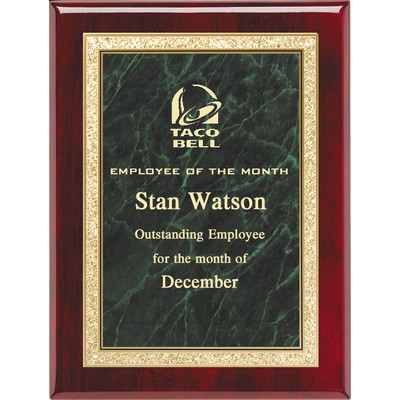 Rosewood Piano Finish Plaque with Green Plate, 8 x 10"