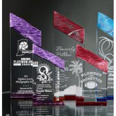 Carved Acrylic Tower Award w/Purple Highlights (6")