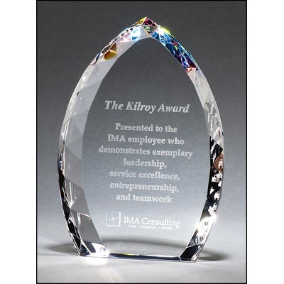 Freestanding Crystal Flame Award w/Jeweled Edge & Prism-Effect Base (5"x 7")
