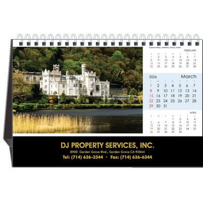 Travel Destination 2026 Desktop Calendar w/Foil Stamped Hardboard Easel