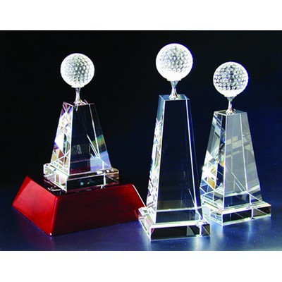 Golf Tower Optical Crystal Award/Trophy 8"H - Variant B