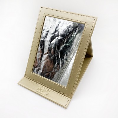 4"x6" PU Leather Folding Square Corner Stand Mirror