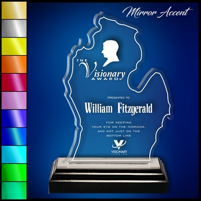 8" Lower Michigan Clear Acrylic Award with Mirror Accent