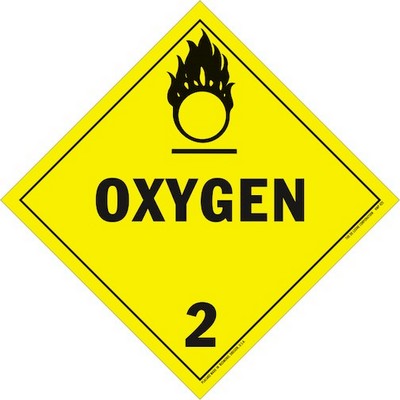 Oxygen Vinyl Placard - 10.75" x 10.75"